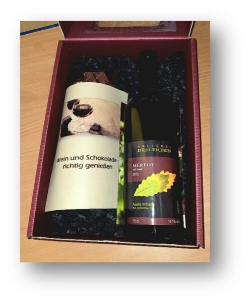 Geschenkpackung «Wein und Schokolade»